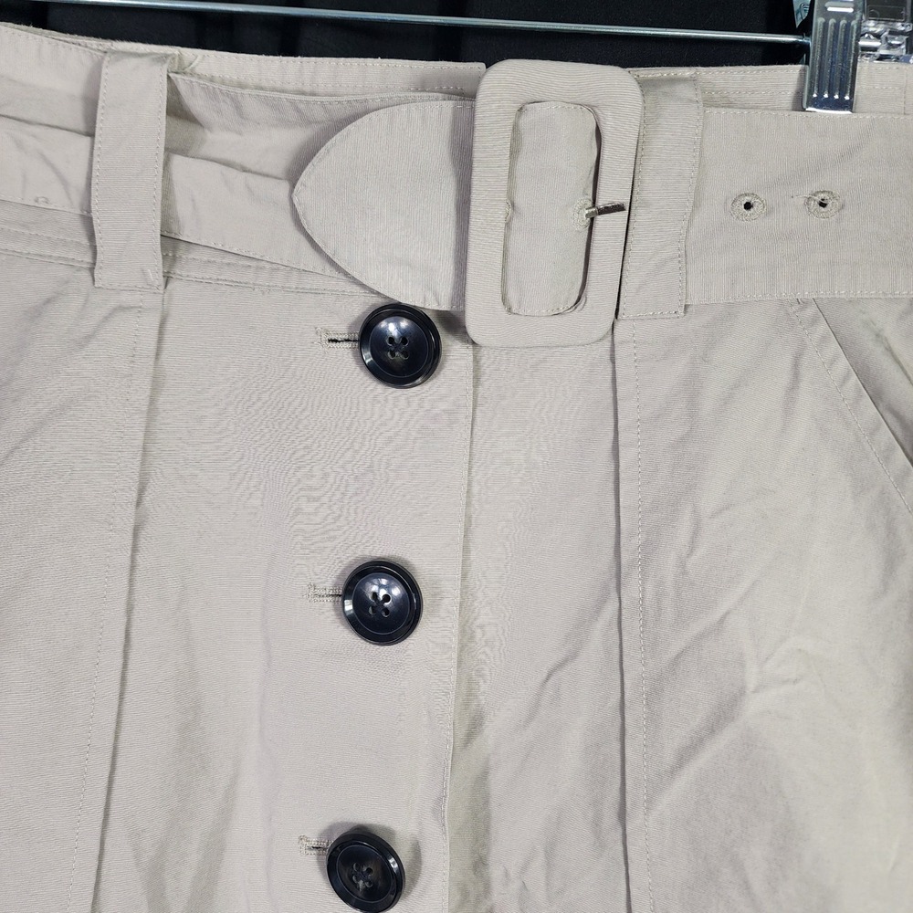 Madewell‎ Tan Utility Belted A-Line Midi Skirt Size 4 Button Front Pockets - Picture 3 of 6